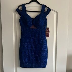 Emerald Sundae Blue Bodycon Mini Dress Sweetheart Neckline